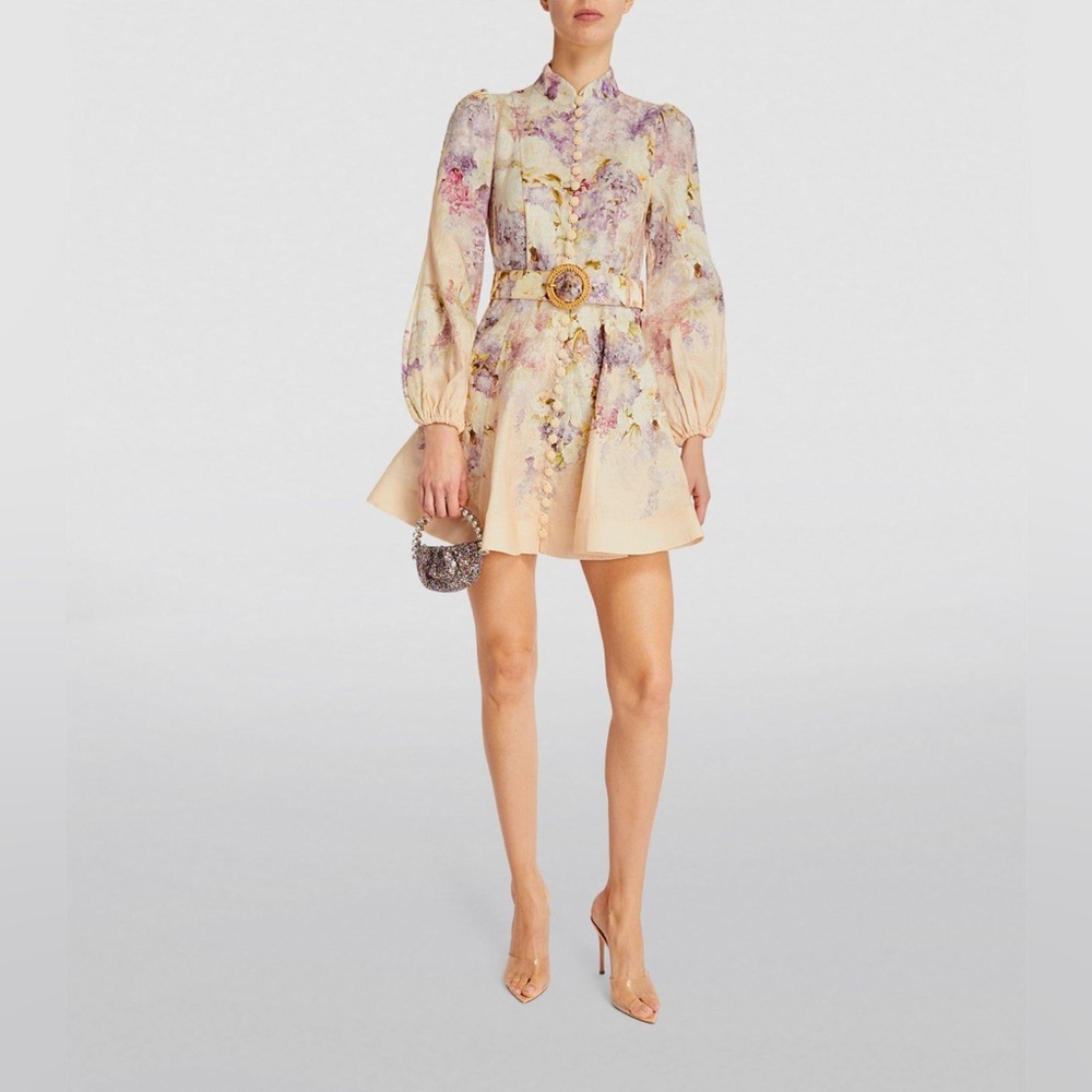 Lyrical Floral Button-Front Minidress. AU SIZE 3